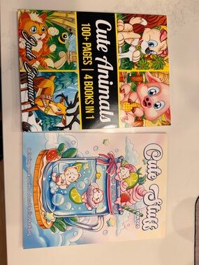 Cute Animals Coloring Book Set - Pastel Pink & Blue Covers